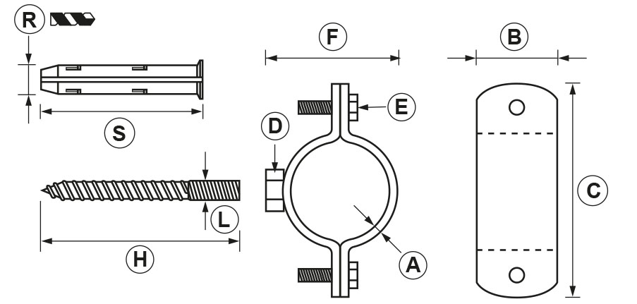 Collare in acciaio per tubi in PE e PVC CPE-S 200 1 GAS