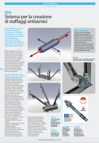 NUOVA GAMMA DI STAFFAGGIO ANTISISMICO